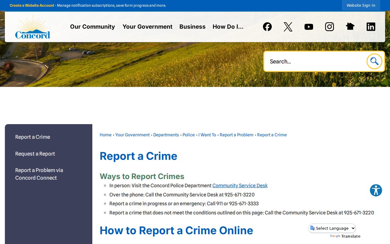 Concord criminal record report-a-crime channel