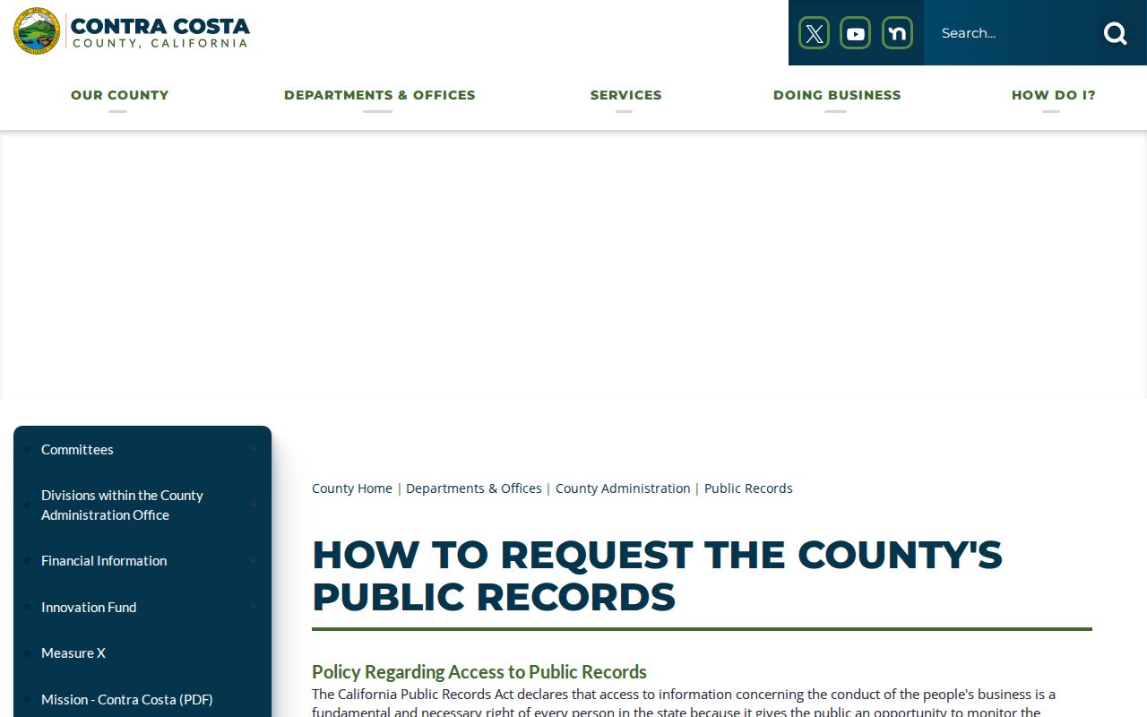Contra Costa County public records page