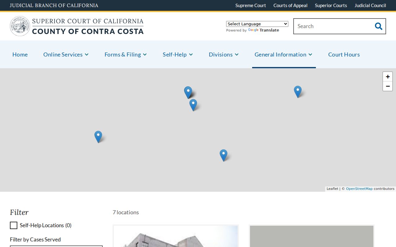Contra Costa Superior Court location directory