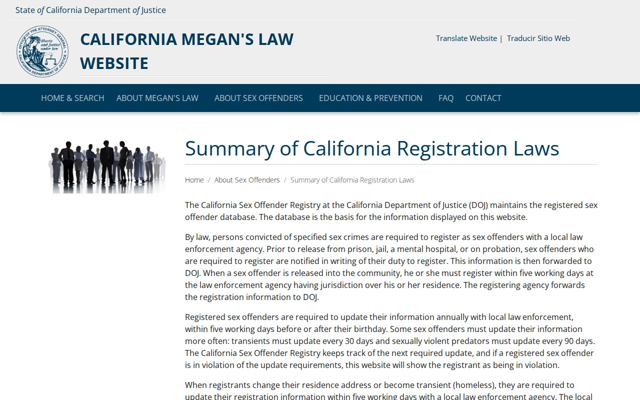 Contra Costa County sex offender registry California law summary